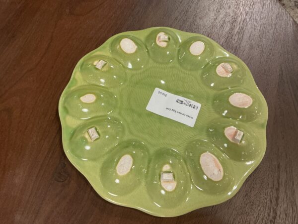 green deviled egg dish