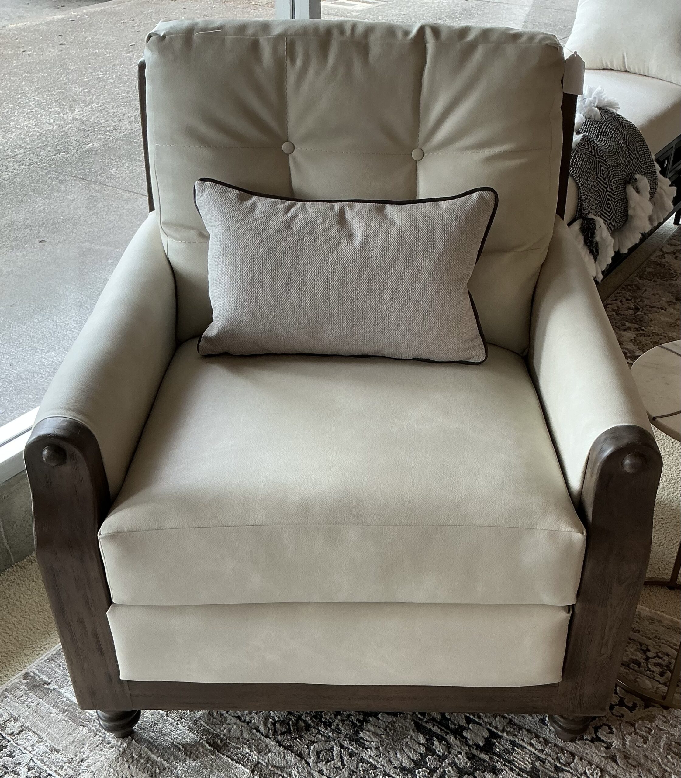 blanc wooden framed armchair