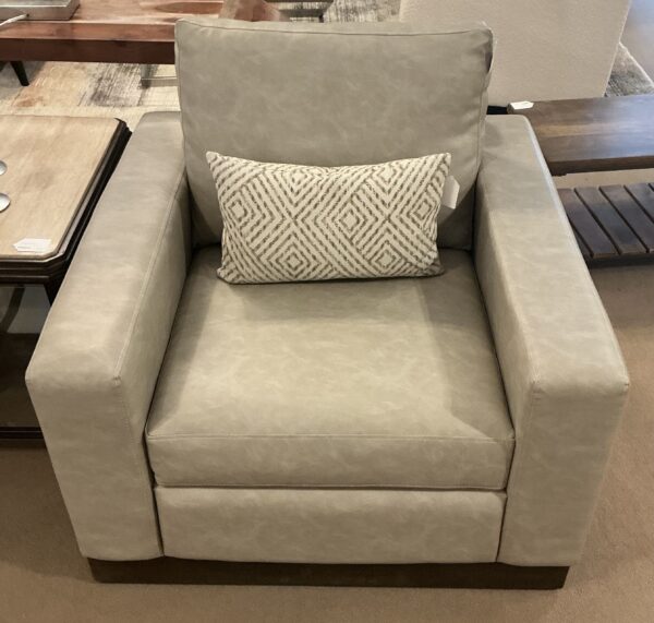 wooden framed silver armchair