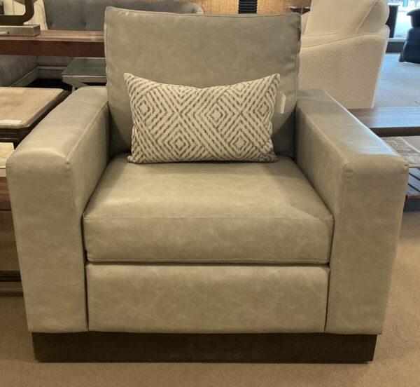 wooden framed silver armchair