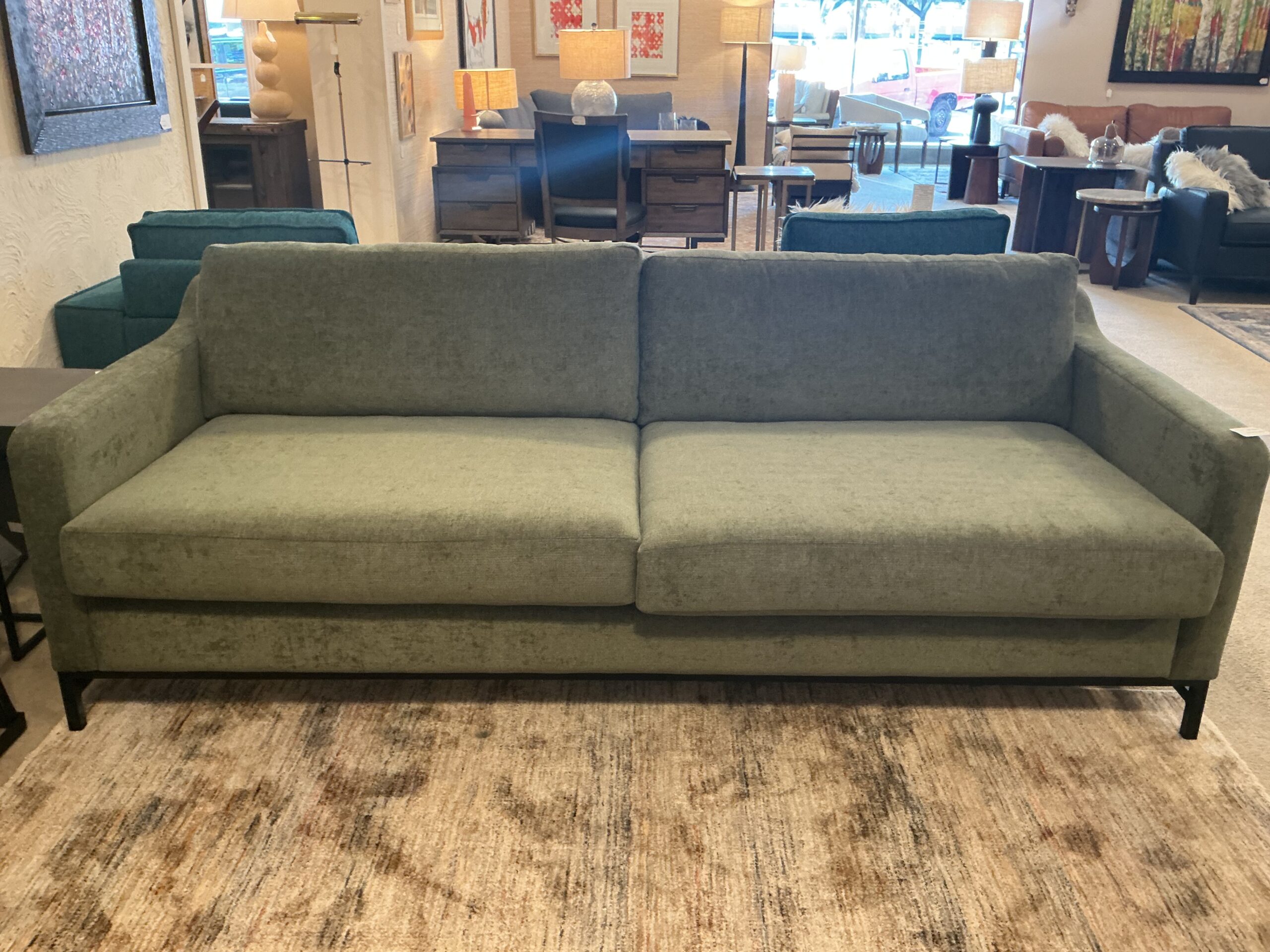 wooden framed metal based sofa