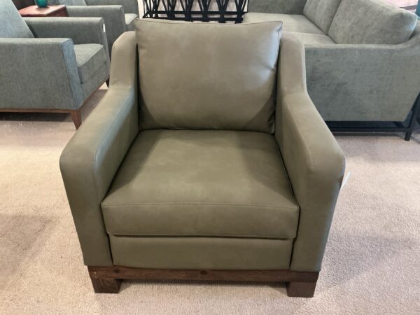 olive green wooden frame armchair