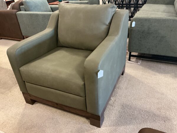 olive green wooden frame armchair