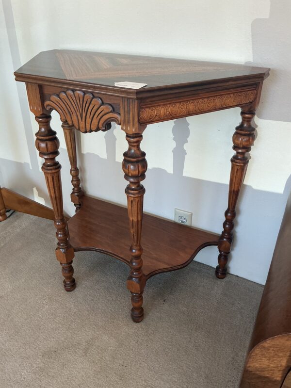 inlay carved wood side table