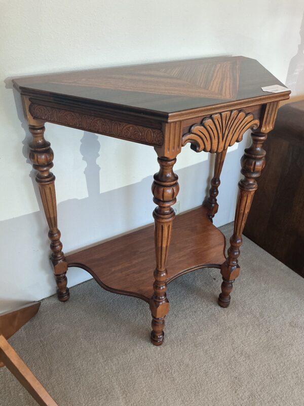 inlay carved wood side table
