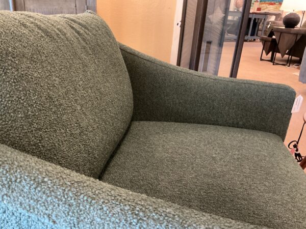 laundry lounge chair green wool boucle