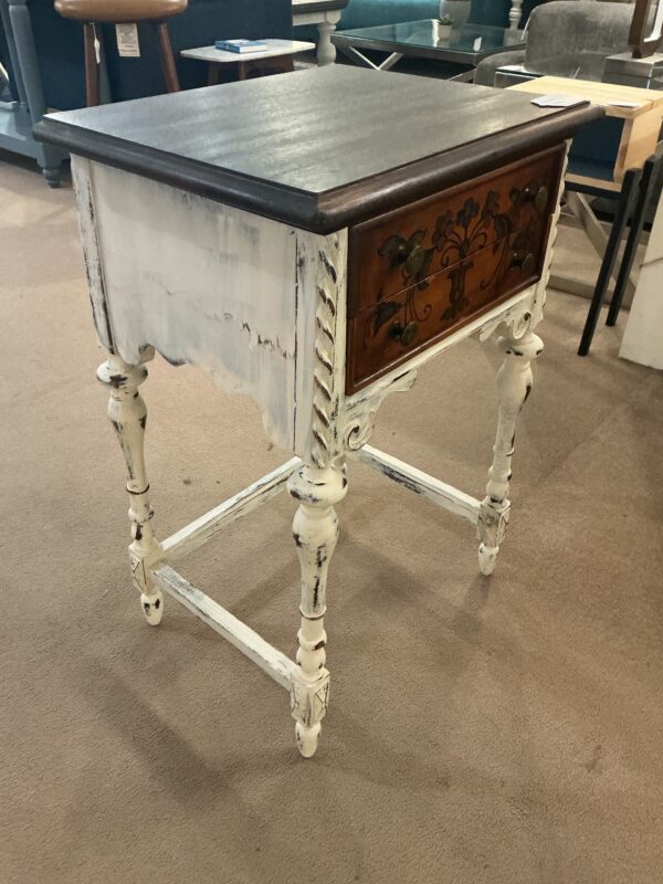 antique cottage style, painted flower side table