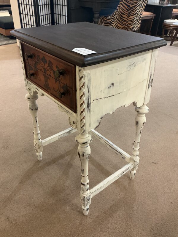 antique cottage style, painted flower side table