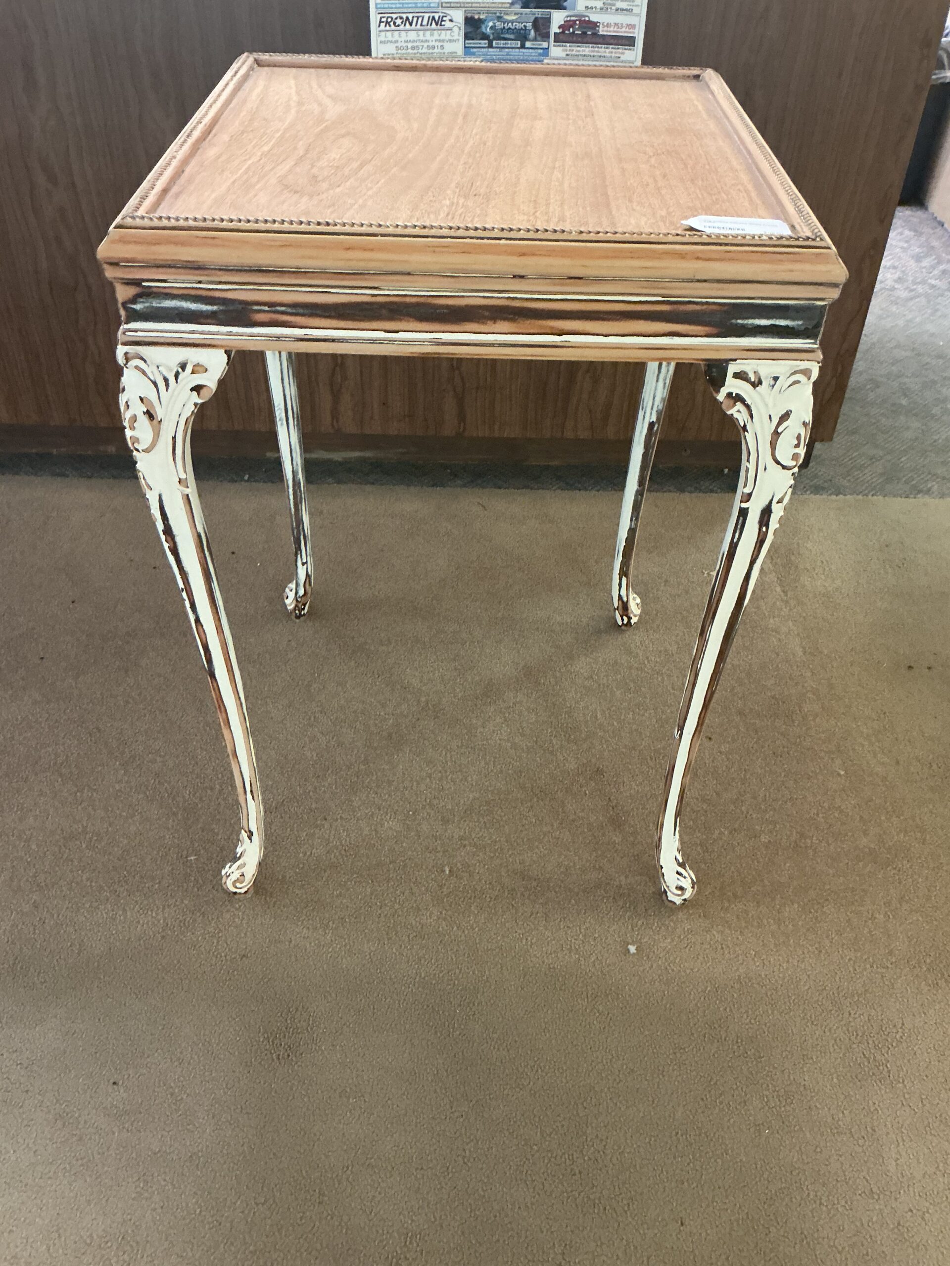vtg chippy painted white french table