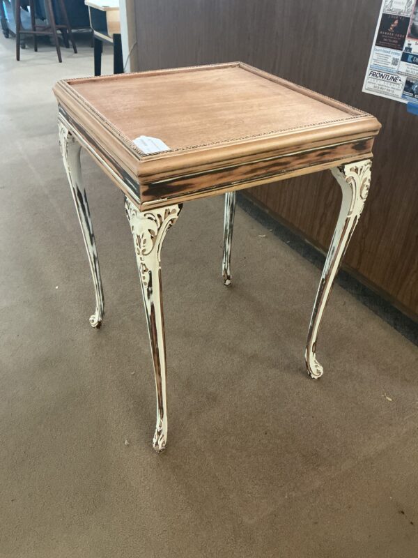 vtg chippy painted white french table