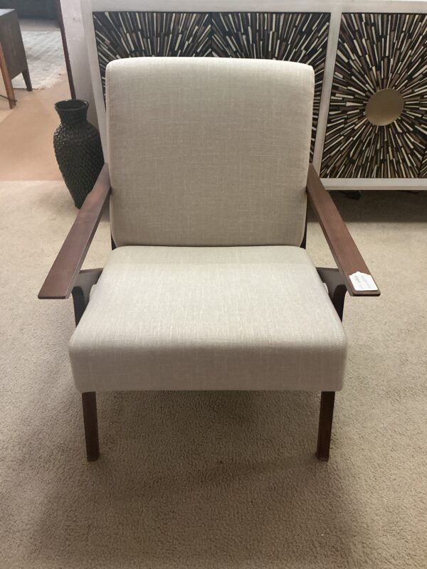 walnut and welsh taupe lounge chair