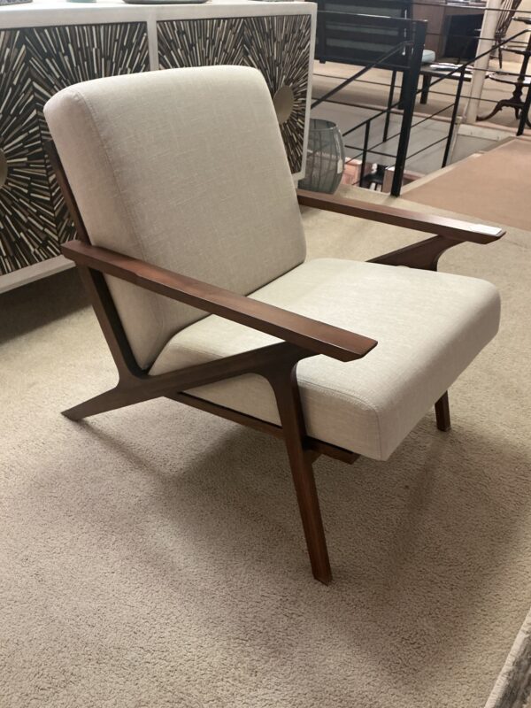 walnut and welsh taupe lounge chair