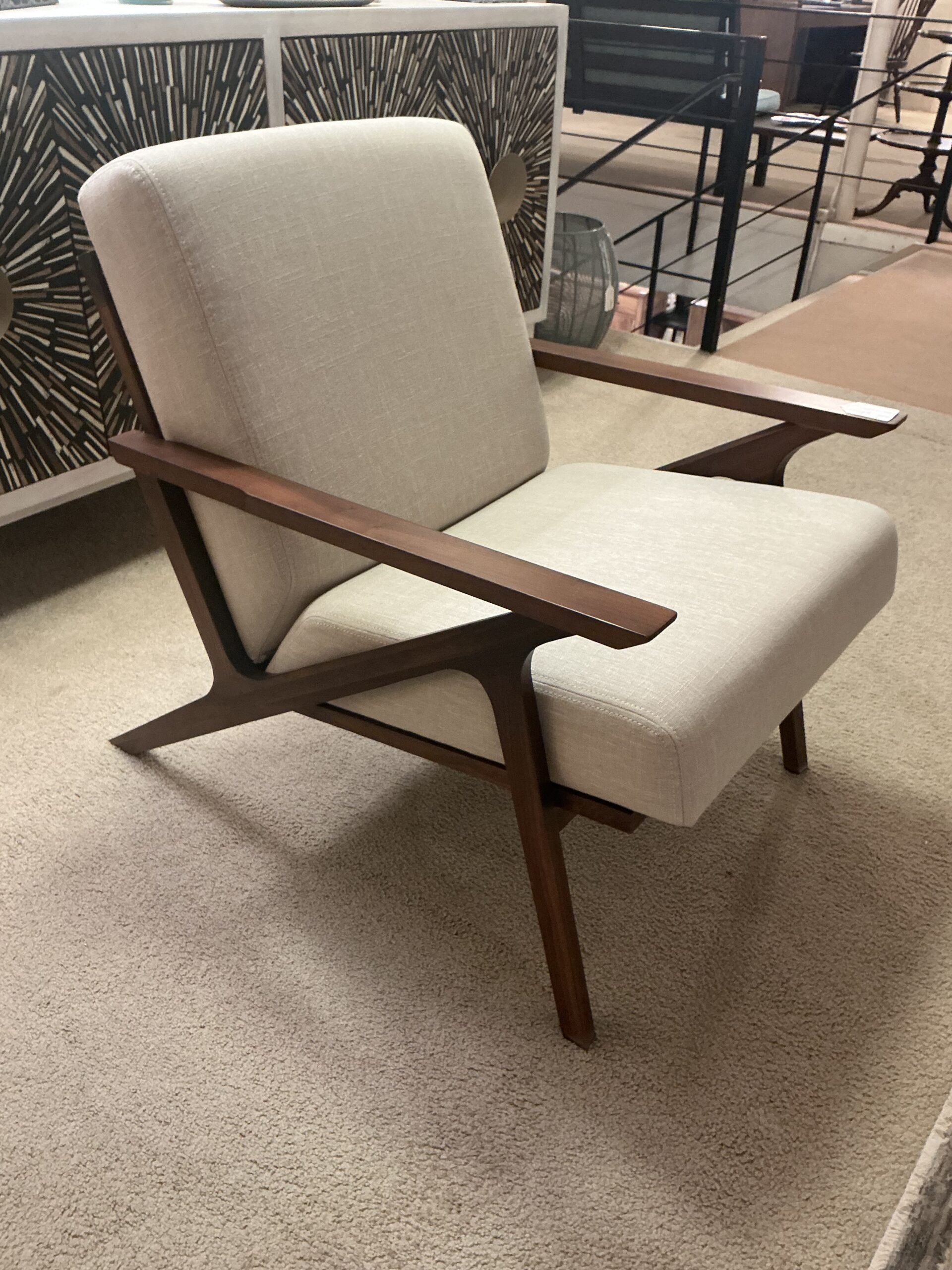 walnut and welsh taupe lounge chair