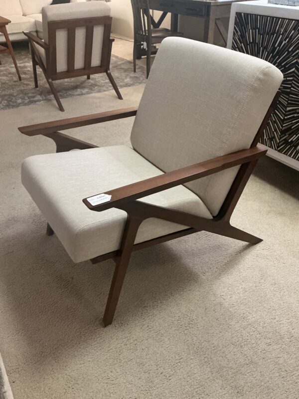 walnut and welsh taupe lounge chair