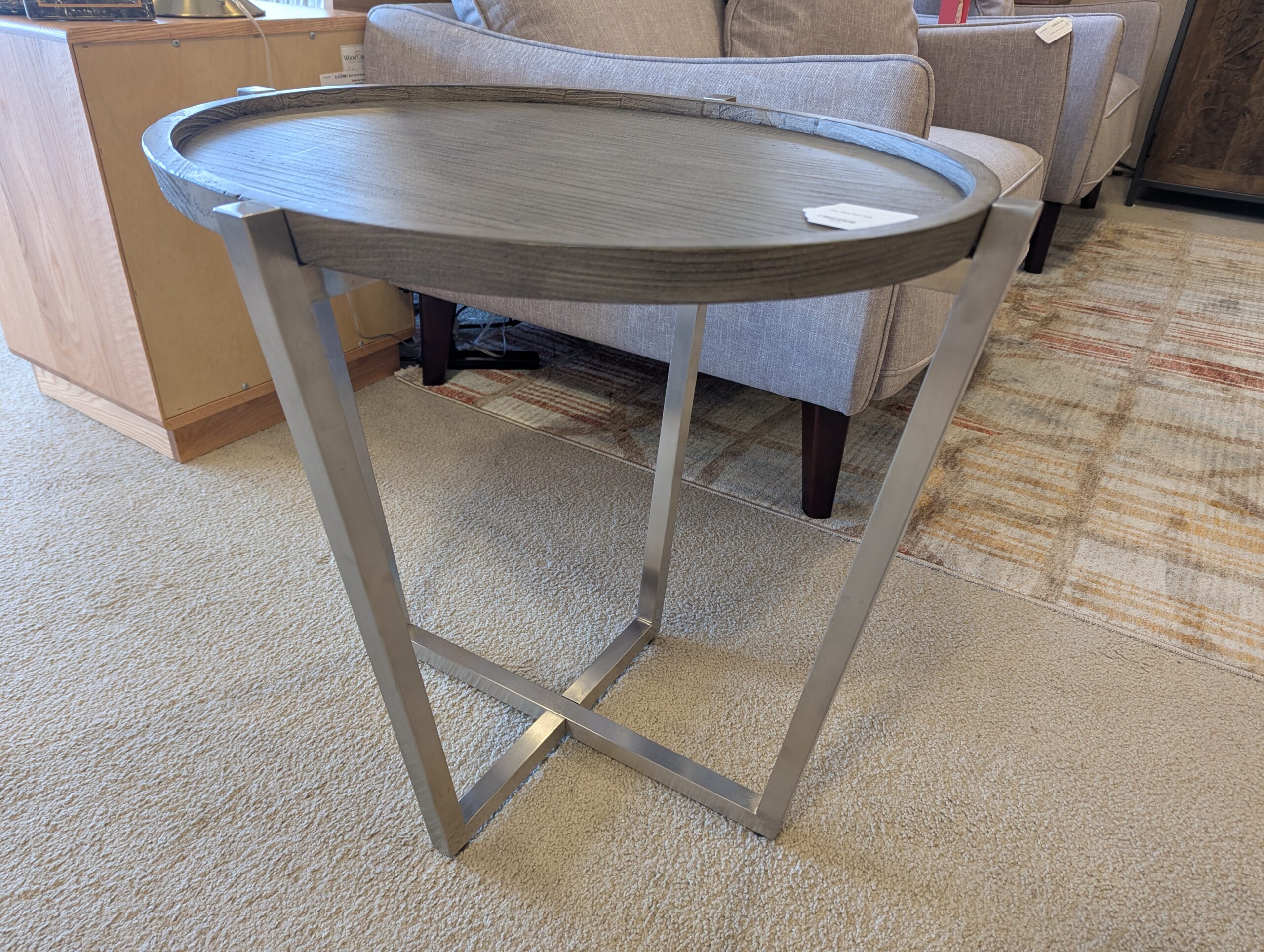 flax steel end table