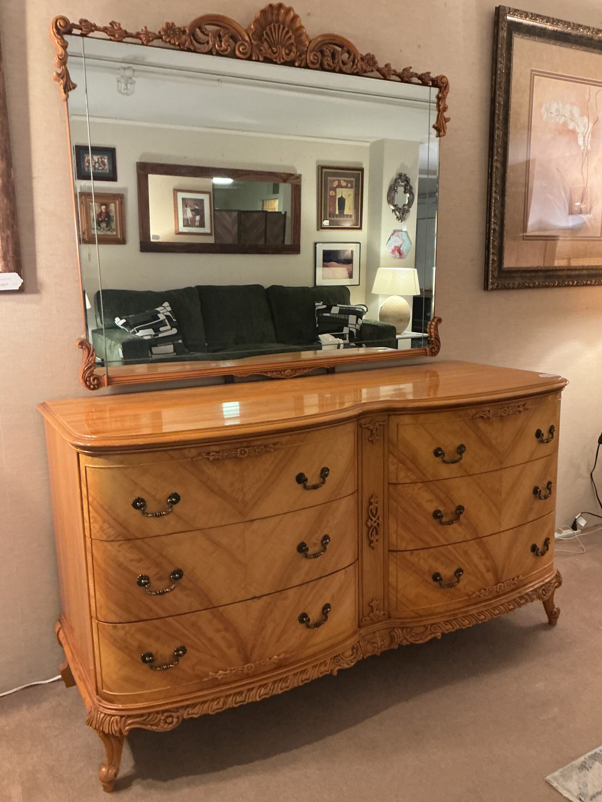 art deco bow front dresser
