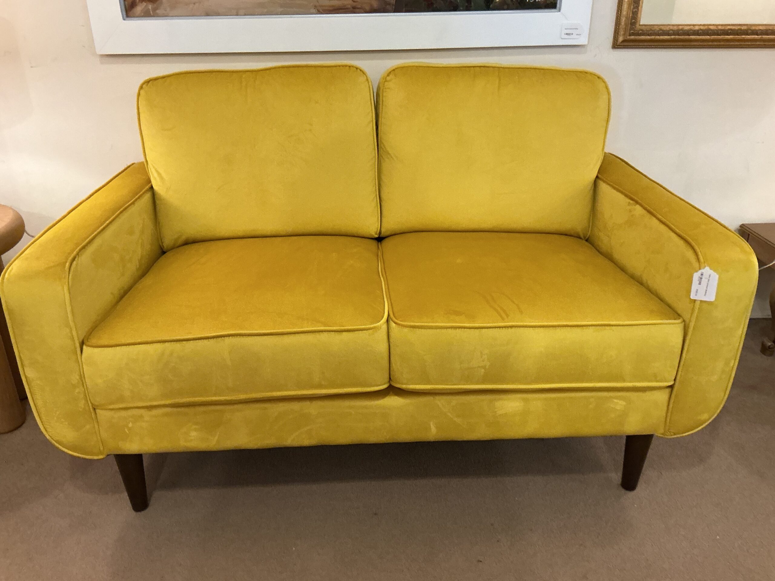 yellow mod loveseat
